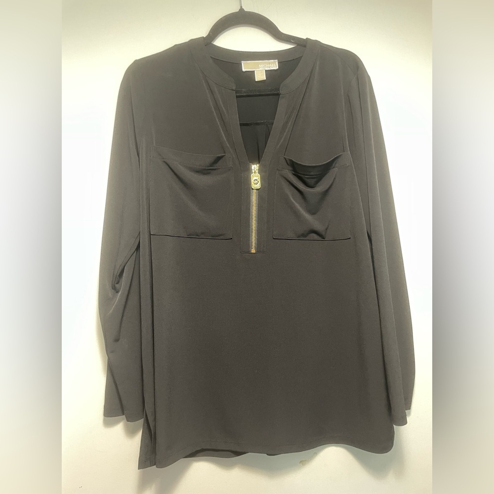 Michael Kors Black Blouse with Gold Accent